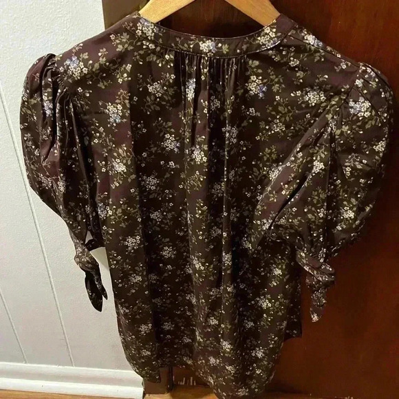 NWT VERONICA BEARD GIZELA FLORAL SILK BLEND BLOUSE TOP MERLOT 0 - Picture 6 of 8